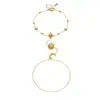Pulsera de Acero Inoxidable con Estrella de Ocho Puntas Dorada, Sol y Luna, con Cadena para el Dedo en el Dorso de la Mano Pulsera Sol Luna