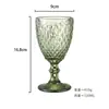 Venta al por mayor transfronteriza Copas de vino europeas en relieve, Vasos para bebidas de vidrio de colores, Vasos gruesos para jugo y leche, Copas de boda