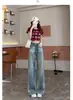Jeans rectos holgados para mujer, primavera, otoño, invierno 2026 modelo nuevo, de cintura alta, adelgazantes, para petite, de pierna ancha, pantalones de largo hasta el suelo