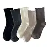 Calcetines retro estilo japonés para mujer, nueva colección de otoño, calcetines de punto trenzado de doble aguja hasta la pantorrilla, calcetines de encaje apilados simples y versátiles estilo coreano