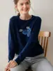 Suéter de Punto de Cachemira con Cuello Redondo, Jacquard de Arándanos, Holgado y Suave, Suéter Cálido para Capa Base, Nuevo Otoño e Invierno 2026