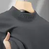 Camiseta Térmica de Capa Base para Hombre para Otoño e Invierno, Top Cálido Engrosado, Felpa de Doble Cara, Camiseta Lisa para Hombre, Cuello Semi-Alto, Capa Interior Forrada de Felpa