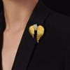 Broche Dourado com Asas de Pena e Diamantes da Idade Média para Mulheres, Corsage Luxuoso e Elegante, Acessório Versátil para Terno, Jaqueta, Casaco