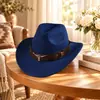 Sombrero de Copa Caliente de Amazon Estilo Étnico Etiqueta de Vaca Sombrero de Jazz Vaquero Occidental Sombrero de Montar Plegable Sombrero de Fieltro de Lana