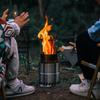 Outdoor portátil redondo fogão a lenha fogão a carvão fogão a álcool sólido espessado aço inoxidável fogão piquenique grande