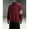 Novo suéter de malha com três listras para outono e inverno, para homens e casais, gola alta, zíper parcial, corte solto, atacado de fábrica transfronteiriço