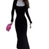 Vestido Longo de Manga Longa Estilo Desejo Puro, Justo ao Corpo, que Molda o Quadril, para Mulheres, Novo Primavera 2026, Base Longa Slim