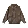 Em estoque Jiang Kai Mesmo Estilo Maillard Wear Moda Jaqueta Aviador Couro Retrô Versátil Nicho Jaqueta Tendência