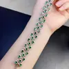 Pulsera de tsavorita natural súper brillante enviada, color de la piedra principal verde 3*4 mm, meticulosamente elaborada en plata de ley 925