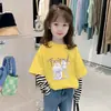 Camiseta de Manga Larga 100% Algodón para Niños, Top Delgado para Bebés, Atuendo Elegante de Primavera y Otoño para Niñas, Estilo Casual de Dos Piezas para Niños Mayores