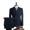Traje de Doble Botonadura Traje Hombres Formal Moda Británica Dos Piezas Negocios Casual Traje Hombres Vestido de Boda