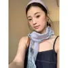 Bufanda de Seda Calada con Encaje y Volantes Estilo Coreano para Mujer, Temporada de Primavera, Bufanda de Cuello de Doble Capa de Alta Gama, Accesorio de Protección para el Cuello de Vacaciones
