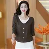 La nueva colección de otoño de mamá: Top de punto de manga larga estilo chino, diseñado para mujeres de mediana edad y mayores, nueva prenda básica primavera/otoño 2024