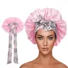 Gorro de Noche Nuevo con Estampado de Cinta para el Cabello, Corbata de Lazo, Sombrero Turbante, Venta Directa del Fabricante, Gorro de Satén para el Cuidado del Cabello