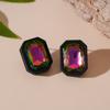 Pendientes Cuadrados de Diamantes de Colores Incrustados Estilo Retro Simple Rectangulares Estilo Nicho Ecológico Europeo y Americano Pendientes de Gama Alta para Mujeres