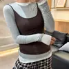 Cómodo Cachemir de Alta Elasticidad Ropa Interior Básica Otoño e Invierno Cálido Aspecto Adelgazante Top Versátil Cinturón de Tirantes Cm131