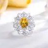 Novo Produto da Ruizuan Jewelry, Popular nas Transmissões ao Vivo do Xiaohongshu, Safira Amarela e Azul Cultivada em Formato de Ovo 7*9mm, Design Versátil em S925 Que Realça a Pele