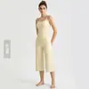 Conjunto de Yoga Weiman Escovado para Mulheres: Top com Alça Ajustável Franzido e Calça Cropped de Cintura Alta Wide Leg, Conjunto Esportivo de Duas Peças