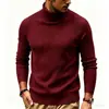 Outono Inverno Novo Suéter Masculino de Gola Alta Camada Base Tricô Juventude Listrado Slim Fit Casual Tricô Masculino
