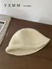 Exportado a Corea del Sur Gorro de Pescador de Punto Grueso con Borde Enrollado para Mujer en Otoño e Invierno Mezcla de Lana Circunferencia de Cabeza Grande Gorro de Lana para Mantener Caliente y Proteger los Oídos