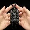 Colar Pingente Pedra Negra Medicinal que Muda de Cor com Transmissão de Luz Guanyin Buda Amuleto que Muda de Cor Pixiu Corrente de Suéter Atacado