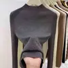 Suéter de punto para mujer de manga larga y cuello alto medio, nuevo jersey ajustado de principios de otoño 2025, suéter fino suave y cómodo, perfecto como capa interior