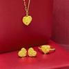 Vietnam Arena Oro Brillo Amor Cuadrado Pequeño Azúcar Collar traje Mujeres Hilo Corazón con Forma Lujo Ligero Alto Gama Anillo Pendientes