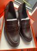 Mocassins Retrô de Couro Macio Estilo Britânico para Mulheres, Salto Médio Grosso, Sapatos Pequenos de Couro Versátil Preto, Sapatos de Sola Macia de Bico Redondo