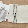 Bufanda de Seda a Cuadros con Perlas Collar Estilo Nuevo Lino Artístico con Perlas Cadena Retro para Clavícula Diseño de Nicho Cadena para Suéter para Mujer