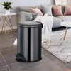 Cubo de basura de acero inoxidable para el hogar con tapa, operado con pedal, creativo, para cocina, sala de estar, dormitorio, cubo de basura redondo con tapa, operado con pedal