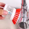 Escova para lavar panelas de cozinha escova hidráulica escova de louça multiuso com adição automática de líquido cabo curto artefato de limpeza e descontaminação doméstico