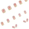 Nova Manicure Francesa Verde Degradê de Primavera Estilo Ins Feminino Xiaohongshu Unhas Postiças 24 Peças
