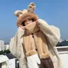Novo Conjunto de Três Peças Tudo-em-Um Cachecol, Chapéu e Luvas de Orelhas de Coelho Feminino Outono e Inverno Chapéu de Pelúcia Espessado com Forro de Lã Quente
