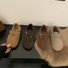 Novo Estilo de Inverno Birkenstock de Veludo com Solado Macio para Mulheres, Birkenstock Preguiçoso com Solado Plano, Sapatos Retro Feijão, Sapatos Quentes de Algodão