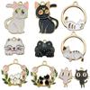 Colgante de gato de aleación de aceite goteado, colgante, lindo, joyería DIY, llavero, pulsera, aretes, accesorios de dibujos animados al por mayor