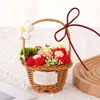 Flor de Hilo Tejido Flor Pomposa Cesta Pequeña de Flores Caja de Regalo Recuerdo Ramo Pequeño Decoración Día de San Valentín Transfronterizo Flores Artificiales para Maestros