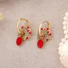 Nuevos Pendientes de Esmalte Estilo Chino con un Toque de Lujo Ligero Vintage de Alta Gama, Pendientes de Aro Pintados Multi-Uso, Diseño de Nicho, Pendientes de Tendencia Nacional