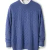 Nuevo Estilo Otoño/Invierno 2026 Suéter de Punto Grueso Trenzado 100% Lana para Hombre Cuello Semi Alto Holgado Talla Grande Punto de Negocios Cálido