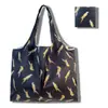 Sacola de Compras Dobrável, Bolsa Quadrada de Tecido Floral, Bolsa Tote Portátil e Resistente, Sacola Ecológica para Compras de Supermercado, Bolsa Impermeável para Armazenamento