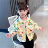 Jaqueta Jeans Infantil com Rosto Sorridente Arco-Íris, Estilo Primavera e Outono, Moda Coreana, Jaqueta Estilosa para Meninas Pequenas, Crianças de Tamanho Pequeno e Médio