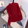 2025 Verano Estilo Coreano Sencillo Ajustado Sin Mangas Cuello Medio Alto Plisado Versátil Moderno Delgado Muestra-Delgado Suéter de Punto para Mujer Mujer