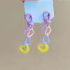 Fuga nas Férias ~ Brincos Torcidos de Cores Contrastantes Vermelho e Azul para Mulheres, Brincos Simples e Modernos Estilo Coreano, Brincos para Férias na Praia