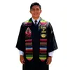 Xale Mexicano de Cetim Transfronteiriço com Logo de Torcedor da Copa do Mundo e Franjas, Lenço Xale de Fita de Formatura