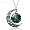 Collar con símbolo de las 12 constelaciones comercio exterior explosión Joyería con colgante de Gema del Tiempo Luna Creciente fabricante suministro punto spot al por mayor