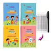 Libro de caligrafía mágica transfronteriza inglés francés alemán se puede eliminar libro de dibujo con surcos para bolígrafo duro de niños pegatina en inglés