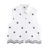 Comercio Exterior 2025 Otoño Nueva Moda Femenina Estilo Europeo y Americano Casual Sin Mangas Solapa Corta Bordada Camisa 3564801