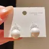 Aretes redondos de perla con circonita cúbica ultrabrillante, estilo coreano: dulce, delicado, versátil y pequeño, ofreciendo un toque de lujo y sofisticación para mujeres