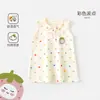 Vestido de Verano para Niña con Cuello de Solapa Vestido de Princesa Elegante Falda para Bebé de Algodón Puro Verano Delgado Sin Mangas Vestido Dulce
