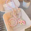 Acessórios Infantis Meninas Desenho Animado Princesa Conjunto de Colar e Pulseira com Contas Colar com Pingente de Menina Acessórios de Joias para Bebê