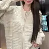 Suéter casual de color liso con cremallera, tejido grueso, cárdigan top de diseñador, chaqueta de nuevo estilo otoño/invierno 2026, hilo de punto